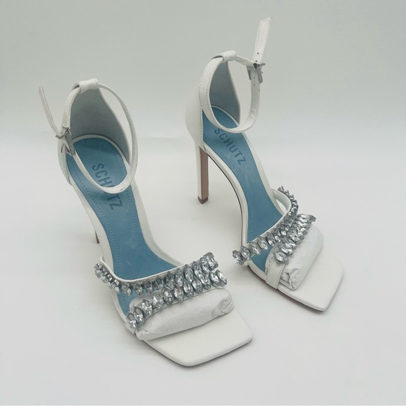 SCHUTZ Women’s Linsey Nubuck Sandal in White - Picture 3 of 10